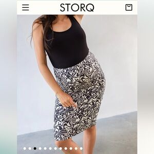 Storq 92% Modal !! Classic Pencil Skirt in Mellow Swirl Double Lined Knee Length